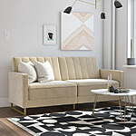 Novogratz Skylar Coil Futon Modern Sofa Bed and Couch (Ivory Velvet) $216.38