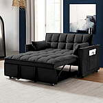 Momspeace Futon Modern Convertible Sleeper Sofa w/ Pull-Out Sofa Bed (Black) $396 + Free Shipping