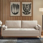 75.6&quot; StyleWell Goodwin Mid-Century Modern Square Arm Fabric Sofa w/ Throw Pillows (Sand Beige) $296.1