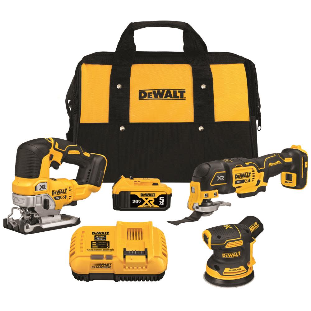 DeWALT 20V MAX XR 3-Tool Woodworking Brushless Kit w/ 5 Batteries