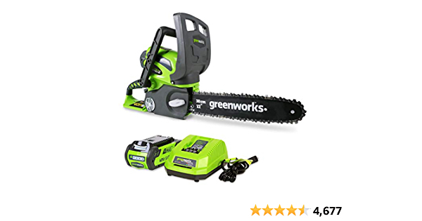 Greenworks 40V 12" Chainsaw, 2.0Ah Battery and Charger Included - $122.45