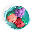 Itzy Ritzy Bath Squirter Toys – Set of 3 Textured, Fruit-Shaped Bath Toys &amp; 1 Sprinkle Strainer – Itzy Splash Pals Promote Sensory Play, Cause &amp; Effect $7.49