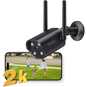 GNCC 2K Outdoor Security Camera, IP65 Weatherproof, Night Vision, Motion Sound Detection, Two-Way Audio, CCTV, Compatible Alexa & Google Home, 2.4GHz WiFi $16.99