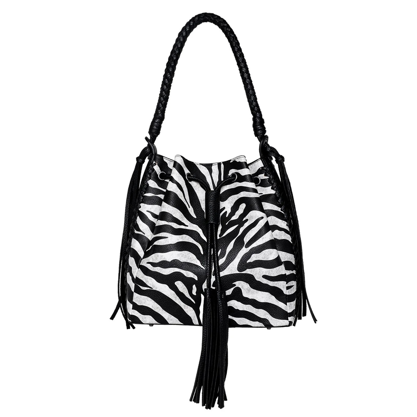 Montana West x Wrangler Drawstring Bucket Hobo Bag Zebra for $39.99