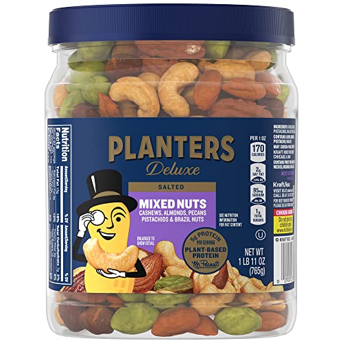 PLANTERS Deluxe Mixed Nuts with Sea Salt, 27 oz. Resealable Container - Variety Mixed Nuts Snacks with Cashews, Almonds, Pecans, Pistachios & Hazelnuts: $13.05 or lower w/S&S