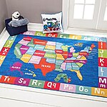Eric Carle Elementary USA Map Kids Machine Washable Area Rug Blue/Red, 35&quot;x51&quot;: $19.99