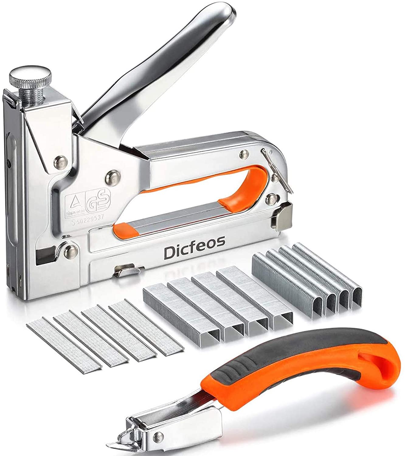 Dicfeos Staple Gun with Remover, Heavy Duty 3 in 1 Manual Nail Gun with 2600 Staples, Staple Gun for Upholstery, DIY Repair, Carpentry, Decoration $8.49