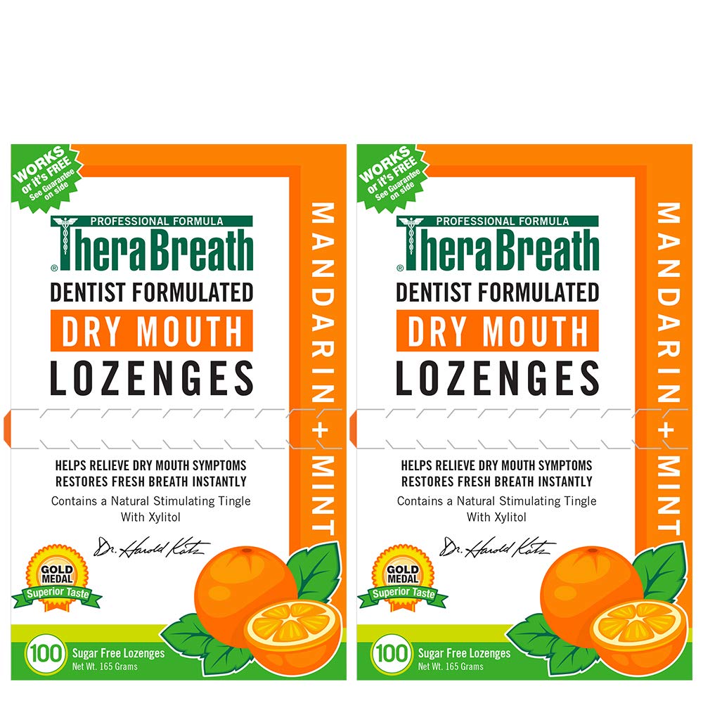 2 pack 100 count (total 200 count) TheraBreath Dry Mouth Lozenges with ZINC, Mandarin Mint, Mandarin Mint: $9.31 or less w/S&S