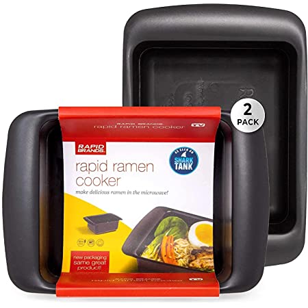 Rapid Ramen Cooker - Microwave Ramen in 3 Minutes - BPA Free and Dishwasher Safe | Perfect for Dorm, Small Kitchen, or Office (2-Pack,Black) $12.79