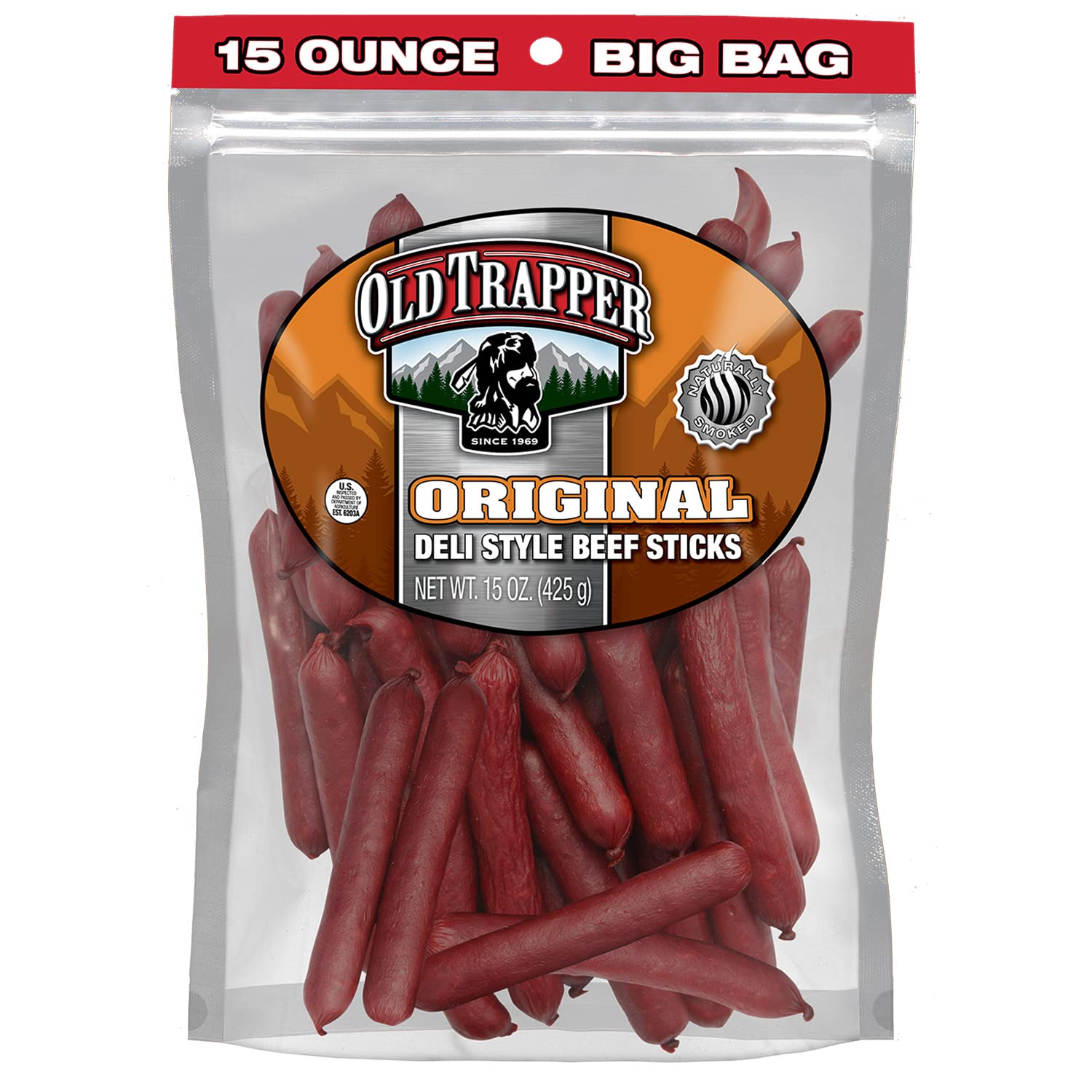 Old Trapper Original Deli Style All Beef Sticks | 6g of Protein | (15 Oz Bag)  $9.97