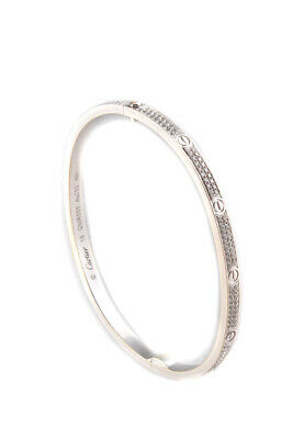 Cartier Womens 18KT White Gold Small Diamond Pave Love Bracelet Size 18  | eBay $20000
