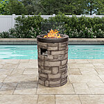 Indee 35&quot; H x 19&quot; W Propane Outdoor Fire Pit Coulmn with Glass Guard $279.99