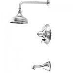 Pressure balance tub &amp; shower faucet without handle. 7 in. wall mount sunflower showerhead for rain shower $97 from $322
