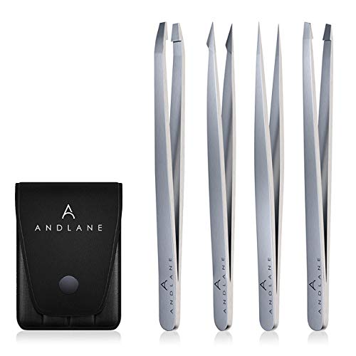 Tweezers - Professional Stainless Steel 4-Piece Precision Tweezer Set for Men & Women $8.95