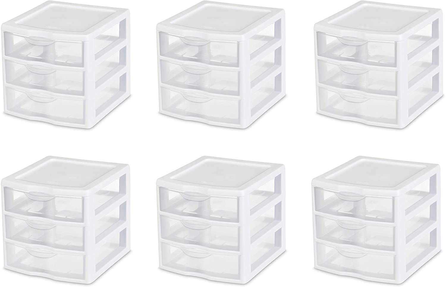 Sterilite 20738006 Small 3 Drawer Unit, White Frame with Clear Drawers, 6-Pack $14.97 at Amazon