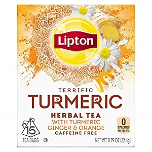 Lipton Herbal Tea Bags, Terrific Turmeric, 15 Count, Pack of 4 $3.48