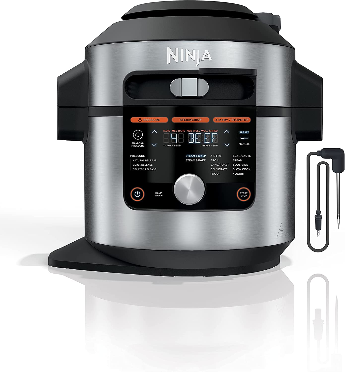 Ninja OL701 Foodi SMART XL 8 Qt. Pressure Cooker Steam Fryer with SmartLid & Thermometer + Auto-Steam Release, 14-in-1 $249.99