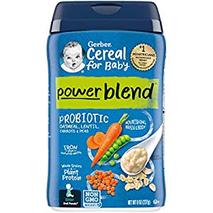Gerber Powerblend Cereal for Baby - Oatmeal Lentil Carrot Pea Probiotic, 6Count $8.9
