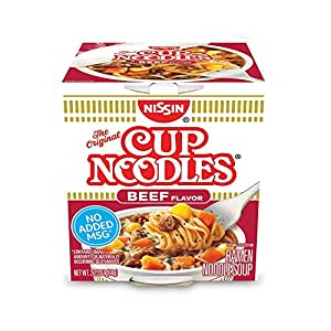 Nissin Cup Noodles Ramen Noodle Soup, Beef, 2.25 Ounce (Pack of 12) $4.44
