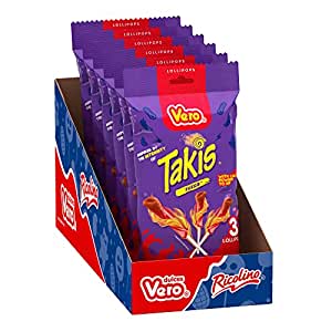Vero Takis Chamoy Artificially Flavored Lollipop with Chili Pepper Powder, 6 Individual Bags, 2.54 Ounces Each, Net Weight of 15.24 Ounces $6