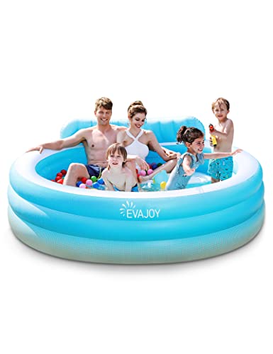 Evajoy Inflatable Pool, Full-Sized Inflatable Swimming Family Pool with Seats, 88"x85"X30" Above Ground Blow Up Pool with Backrest Bench for Backyard Kiddie Pool, Age 3+ $35