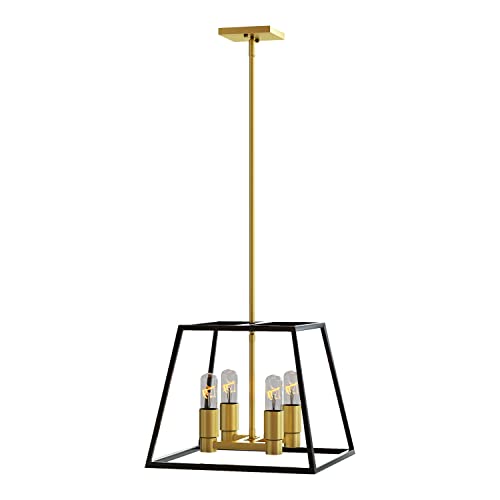 Recaceik Farmhouse Chandeliers Rectangle Black and Gold Lighting Fixtures Hanging, Cage Pendant Lights Contemporary Modern Ceiling Light $11.99