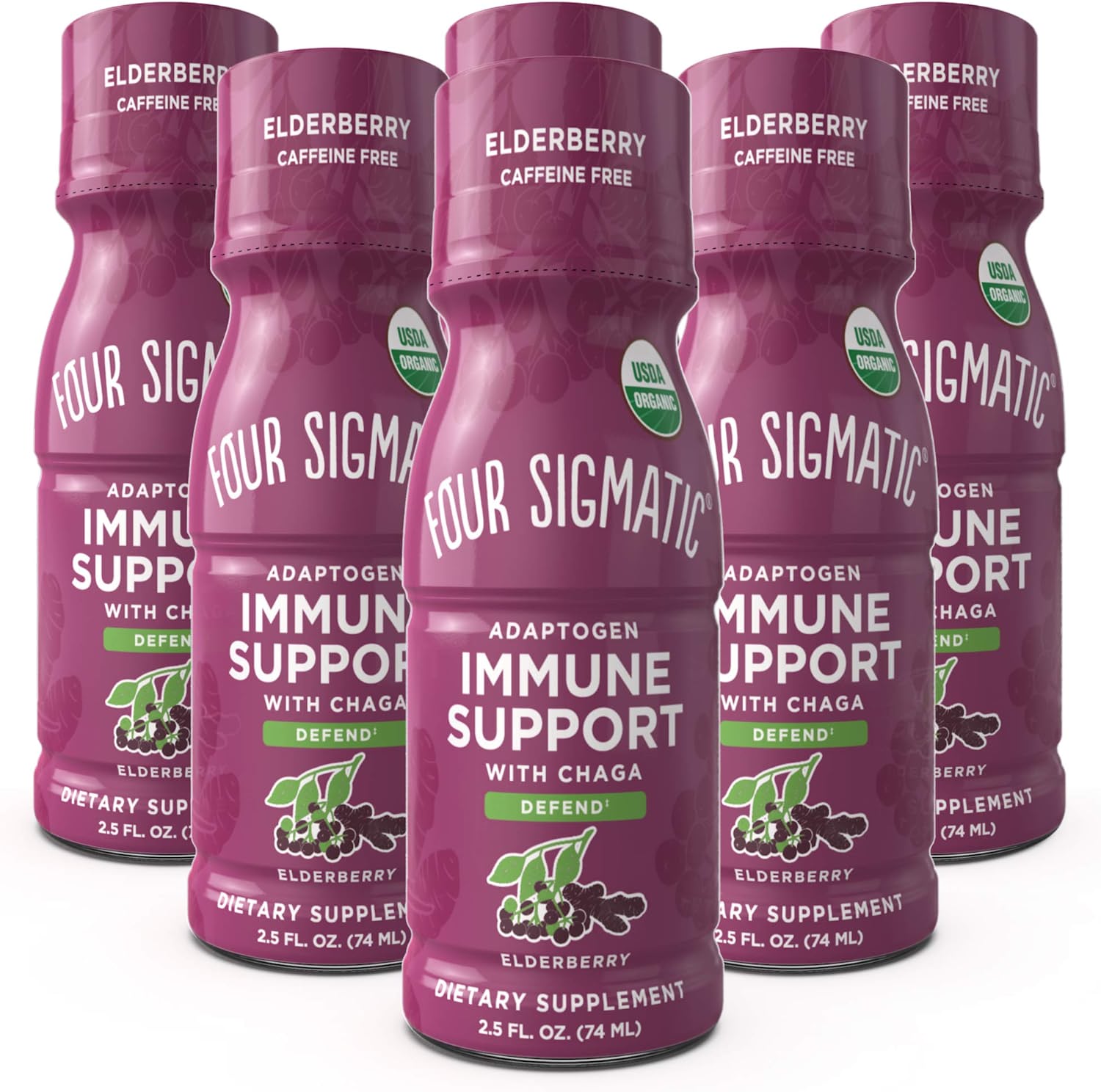 Adaptogen Immune Support Shot by Four Sigmatic Caffeine Free, Vegan Chaga Mushroom Shot