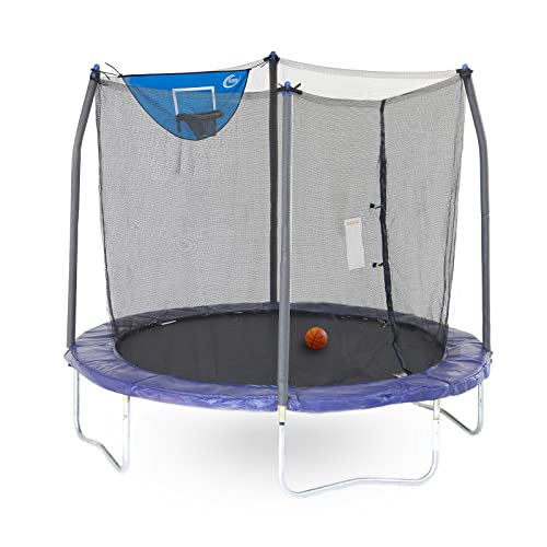 Skywalker Trampolines 8-Foot Jump N’ Dunk Trampoline with Safety Enclosure and Basketball Hoop, Blue $81.62