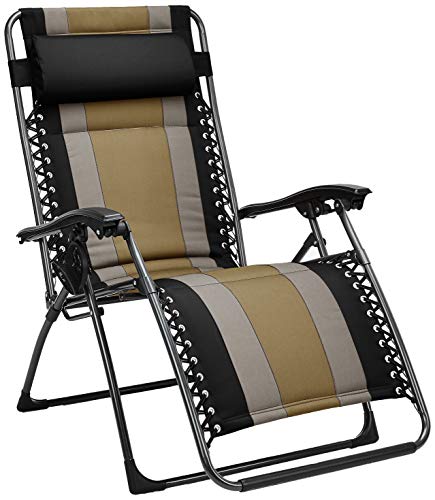Amazon Basics Outdoor Padded Adjustable Zero Gravity Folding Reclining Lounge Chair with Pillow - Black $27.5