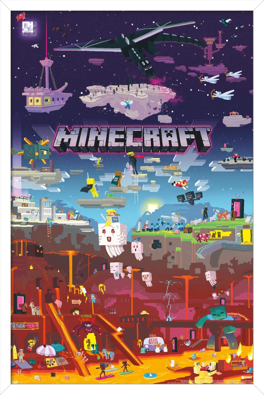Trends International Minecraft - World Beyond Wall Poster, 22.375" x 34", Print and Black Hanger Bundle $16.51