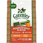 20oz Greenies Pumpkin Spice Flavor Petite Dog Dental Chews (20 Treats) $4