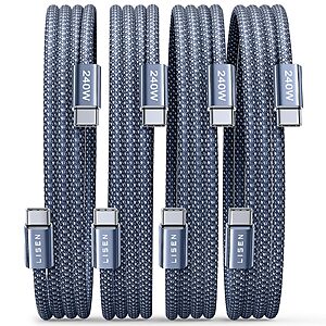 LISEN USB C to USB C Cable, 240W PS/2 Fast Charging Cable [6.6ft, 4 Pack] + FREE TWO PACK 6.6FT WITH PURCHASE $16.99