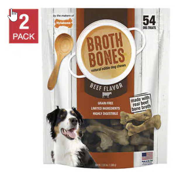 Nylabone Broth Bones Natural Edible Dog Chews 54-count, 2-pack $40.99