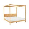 Walker Edison King Minimalist Slatted Headboard Canopy Bedframe (King Size, Natural Pine) $180 + Free Shipping
