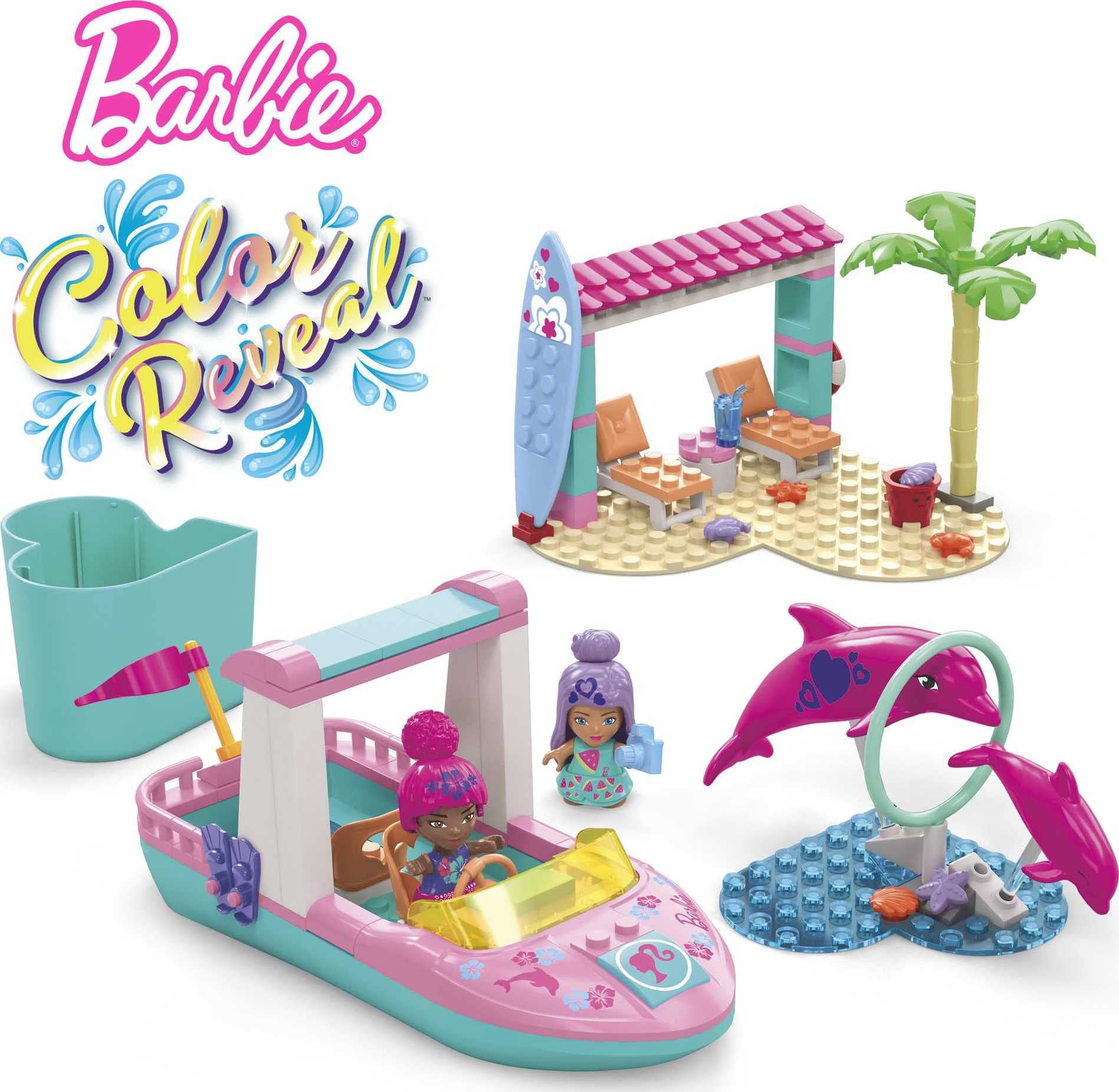 121-Pcs Mega Barbie Color Reveal Building Dolphin Exploration Toy Playset w/ 15 Surprises & Accessories $11.29 + Free Shipping w/ Prime or on $25+
