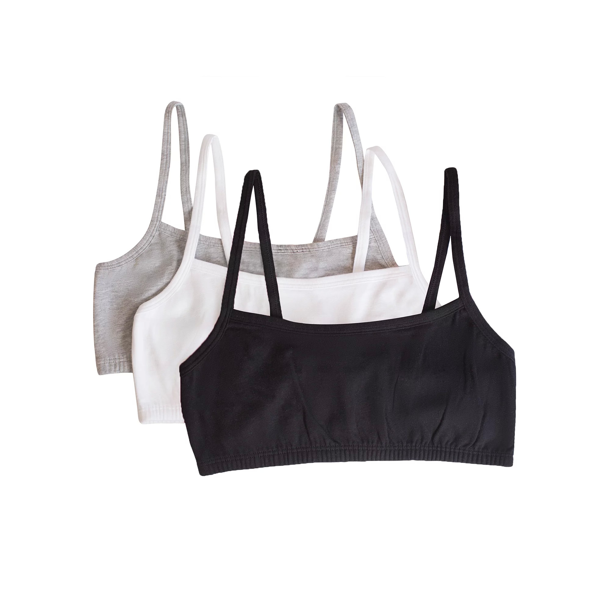 Fruit of The Loom Women's Spaghetti Strap Cotton Pull Over 3 Pack Sports  Bra in Fashion Colors