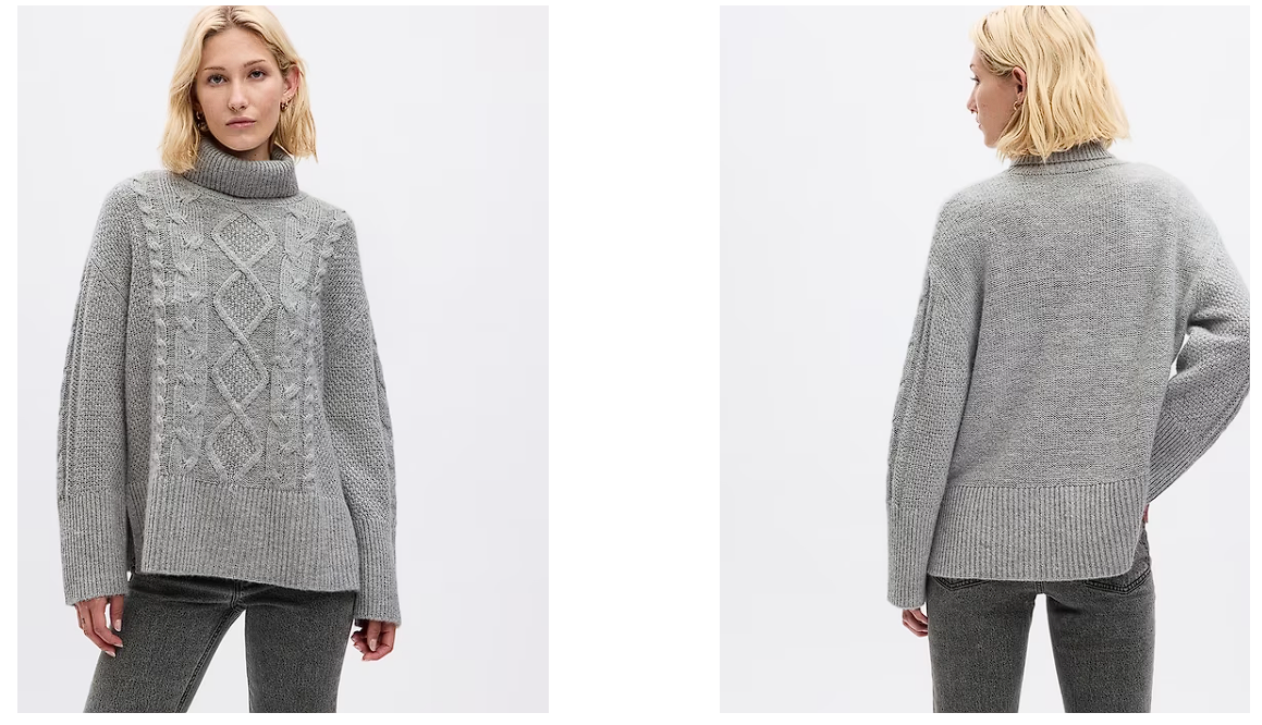 Gap Women's: 24/7 Split-Hem Cable-Knit Sweater $31.50, Satin High Neck Midi Dress (Black) $27.90 & More +  Free Shipping on $50+ or Free Store Pick Up