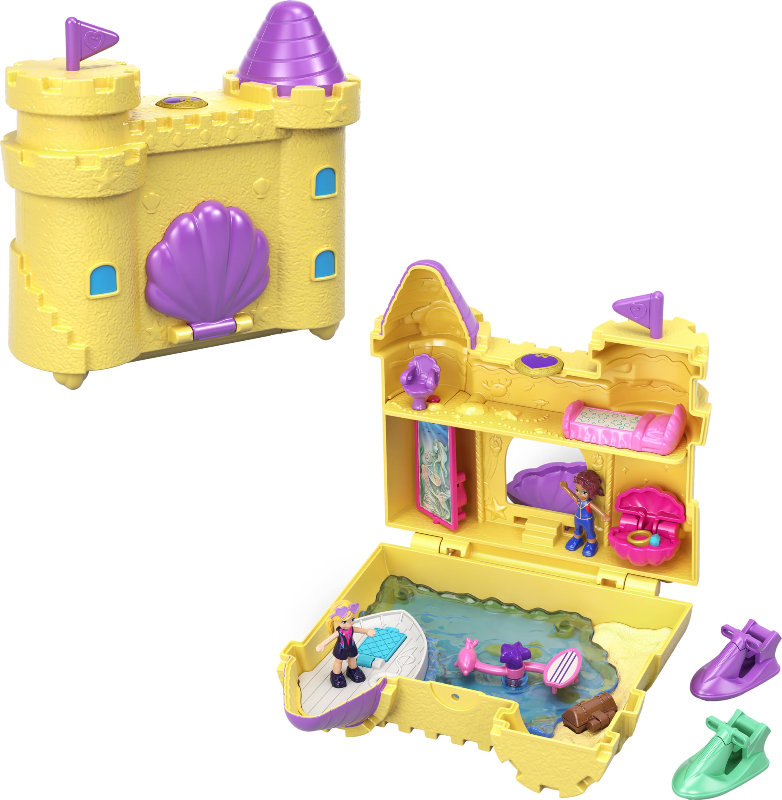 Polly Pocket World Surf ‘N’ Sandventure Playset: w/ 2 Micro Dolls, Dolphin Pet & Water Play Accessories $6.41 + Free Shipping w/ Prime or on $35+