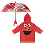 Sesame Street Kids Umbrella & Toddler Boys Elmo Poncho Rain Wear Set $15.60