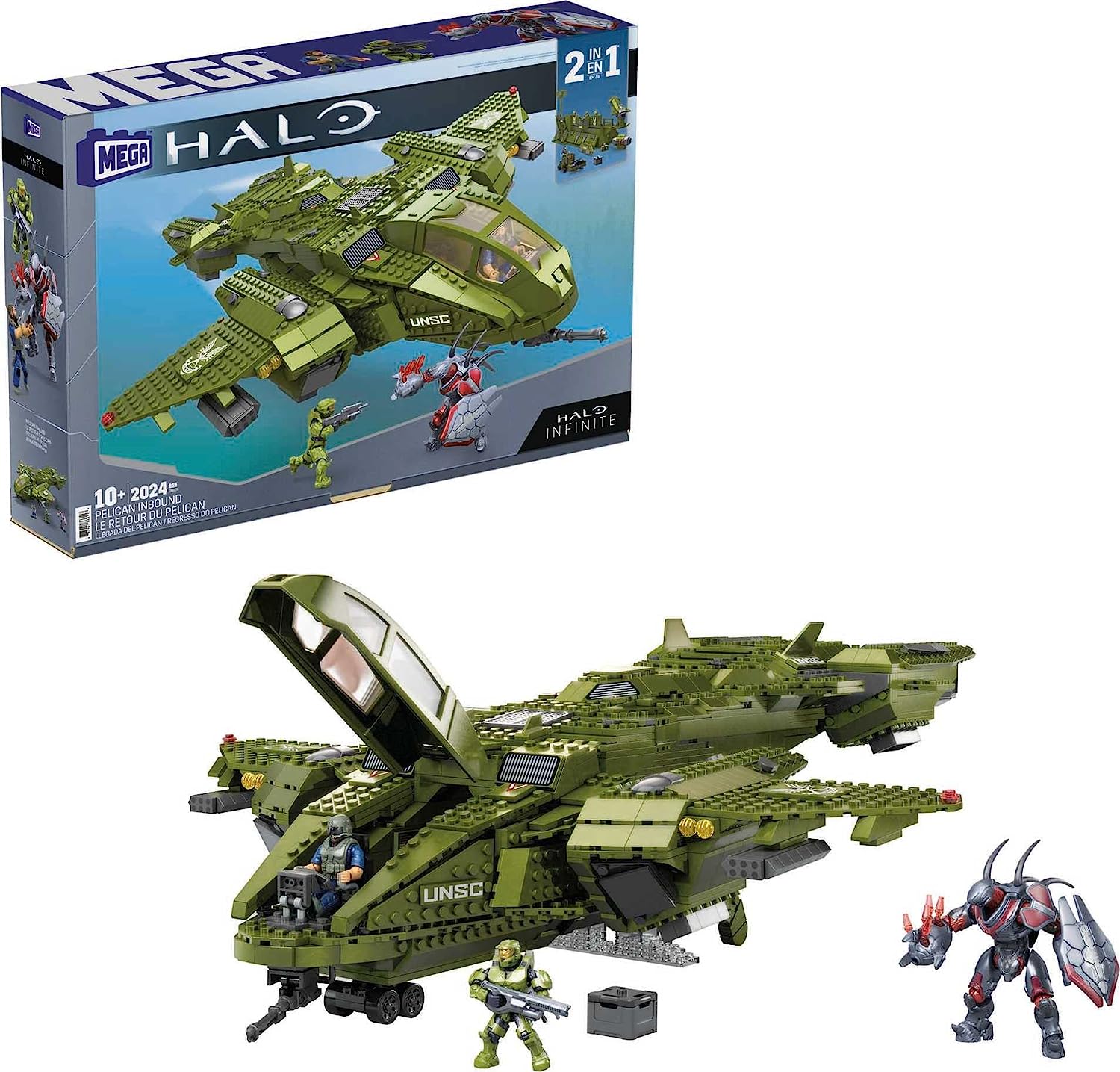 2024-Piece Mega Halo Infinite: Pelican Aircraft Building Set w/ 3 Mini Figure Toys & Accessories $91 + Free Shipping w/ Amazon Prime