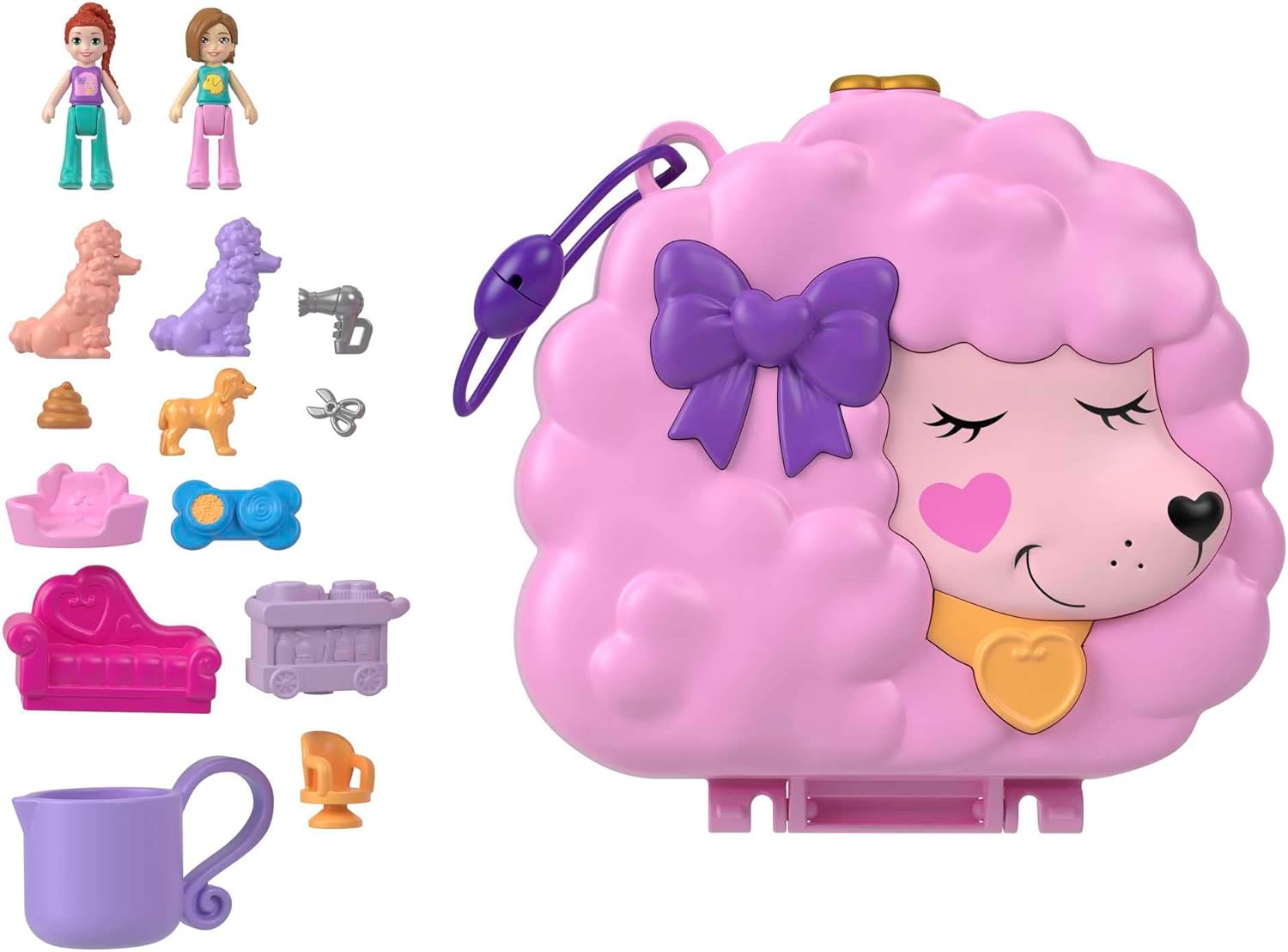 Polly Pocket Groom & Glam Poodle Compact Playset w/ 2 Micro Dolls (Color Change & Water Play) $7.99 + Free Shipping w/ Prime or on $35+