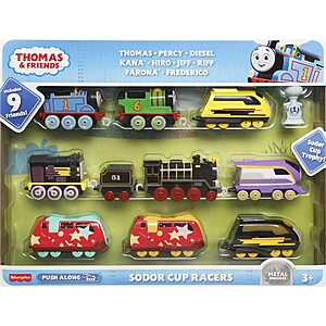 9-Pack ​Fisher-Price Thomas & Friends Sodor Cup Racers (Die Cast Push-Along Toy Trains)