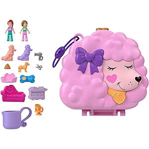 Polly Pocket Groom & Glam Poodle Compact Playset w/ 2 Micro Dolls (Color Change & Water Play) $7.99 + Free Shipping w/ Prime or on $35+