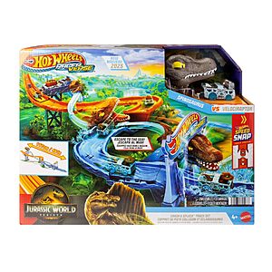 Hot Wheels RacerVerse Jurassic World Crash & Splash Track Set & Die-Cast Dinosaur Toy Car $15 + Free Shipping w/ Prime or on $35+