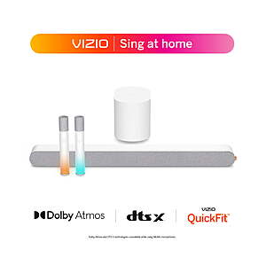 VIZIO MicMe 2.1 Karaoke Soundbar, 2 Wireless Microphones, Wireless Subwoofer w/ Dolby Atmos, DTS:X & Bluetooth $198 + Free Shipping
