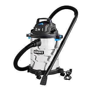 Hart 6-Gallon 5HP Corded Wet/Dry Vacuum w/ Car Cleaning Kit (Stainless Steel) $29.95 + Free Store Pickup