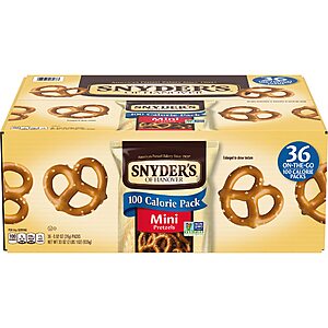 36-Count 0.92-Oz Snyder's of Hanover Pretzels Mini Pretzels 100 Calorie Packs $7 w/ Subscribe & Save