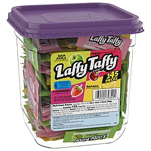 145-Ct Laffy Taffy Assorted Candy Jar (Sour Apple, Cherry, Strawberry & Banana) .20 w/ Subscribe & Save