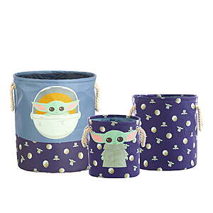 3-Piece Star Wars The Mandalorian Grogu Fabric Round Nestable Storage Bin Set $13.56 + Free Shipping w/ Walmart+ or on $35+