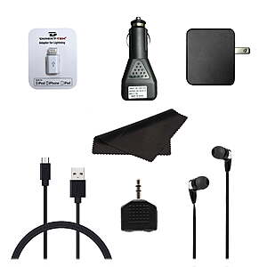 Direkt-Tek On-The-Go iOS Mobile Accessory Kit w/ Lightning Adapter, Car Charger & In-Ear Headphones $6.42 + Free Shipping w/ Walmart+ or on $35+